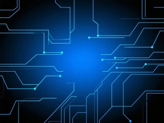 Blue Circuit Board Design with Central Light Effect