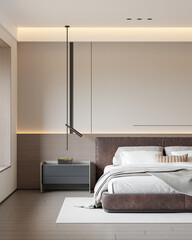 Interior Bedroom Wall Mockup - 3d Illustration, 3d Rendering