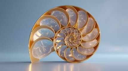Obraz premium Beautiful nautilus showcasing the golden ratio's influence on natural spirals and marine life aesthetics