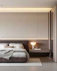 Interior Bedroom Wall Mockup - 3d Illustration, 3d Rendering