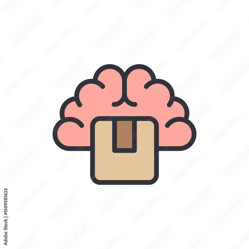 Poster conceptual visualization of brain receiving a box on transparent background