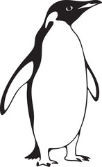 solitary penguin stands upright against a plain white background.