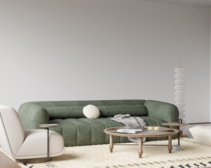 Interior Living Room Wall Mockup - 3d Illustration, 3d Rendering