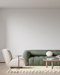 Interior Living Room Wall Mockup - 3d Illustration, 3d Rendering