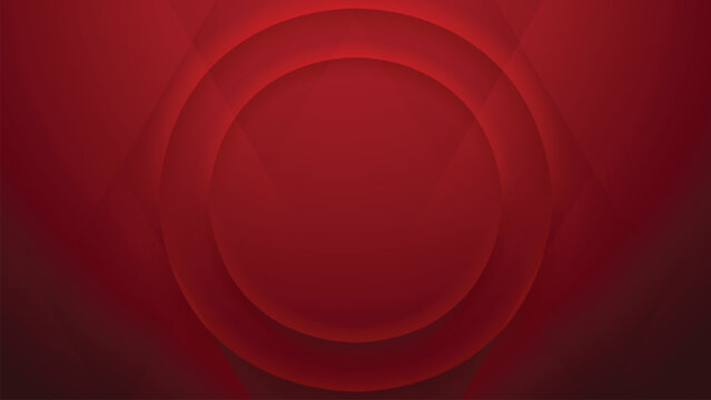 Abstract Red Background With Concentric Circles And Geometric Shapes