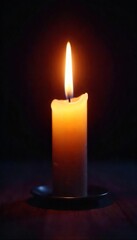 Close-up of a single, illuminated candle flame on a dark background, representing inner peace and spiritual awakening , calm, spirit
