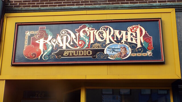 Ottawa, ON, Canada-May 27,2025: A sign for "Barnstormer Studio" at 763 Bank Street.

