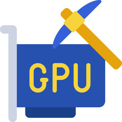 High Resolution GPU Icon with Pickaxe for Digital Hardware and Computer Graphics