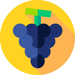 Abstract Grape Cluster Illustration with Green Leaf on Bright Yellow Background