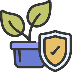 Healthy Indoor Plant in Pot with Security Shield Symbol