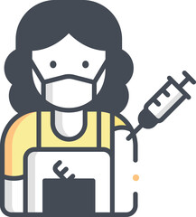 Healthcare Worker Administering Injection to Patient Icon Style