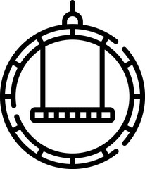 Abstract Line Icon of Hanging Birdcage or Lantern with Circular Border