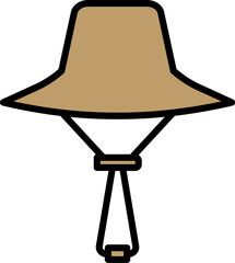 Simple Icon of Tan Boonie Hat with Chin Strap for Outdoor Protection
