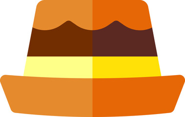 Layered Pudding Dessert Icon in Warm Tones on White Background