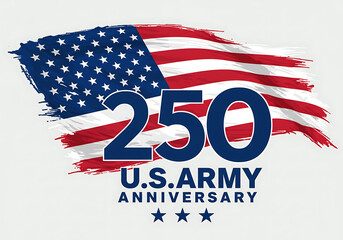 US Army 250th Anniversary Patriotic Illustration with American Flag Brushstroke Effect
