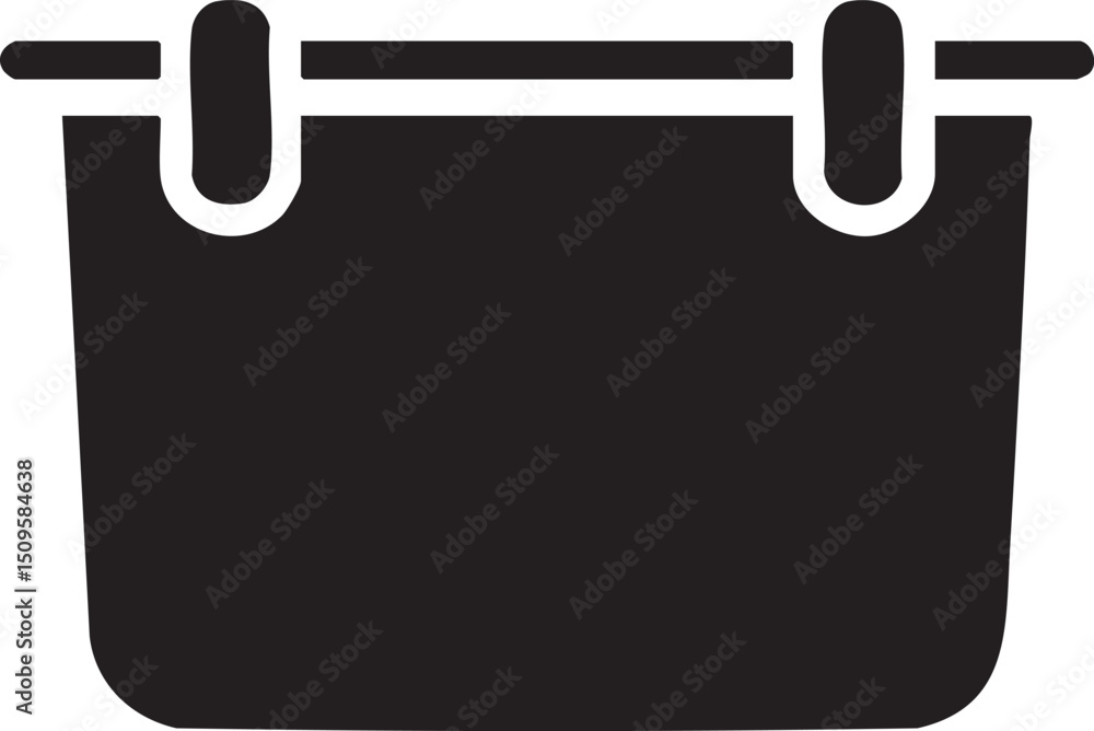 Poster simple dark bucket hangs from a horizontal bar.