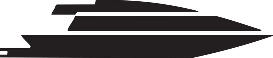 Fototapeta premium sleek speedboat speeds across a dark water surface.
