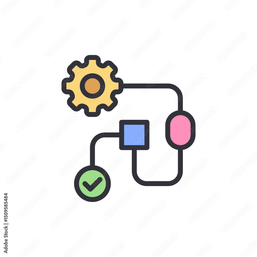 Poster colorful workflow diagram showing automation and process management