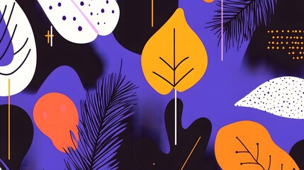 Abstract Purple Tropical Leaves Pattern Background
