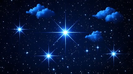 Bright Stars Night Sky Cloudscape Celestial Space
