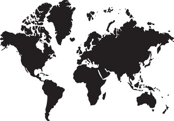 stark black and white world map .
