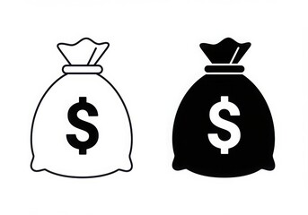 Two money bags with dollar sign isolated on white background