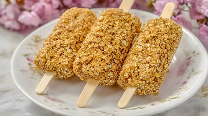 Oatmeal Banana Popsicles Summer Treats Frozen Dessert