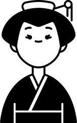 Geisha stands serenely in traditional kimono, embodying elegance and grace in a minimalist style, evoking a sense of timeless beauty and cultural heritage.