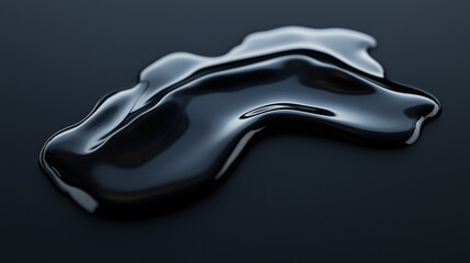 A puddle of black liquid on a dark surface, showcasing its glossy texture and reflection.