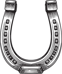 detailed black and white of a horseshoe.