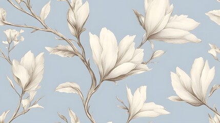 Elegant Magnolia Flower Seamless Pattern Design