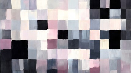 Abstract Pink Grey Black Geometric Art Canvas Painting