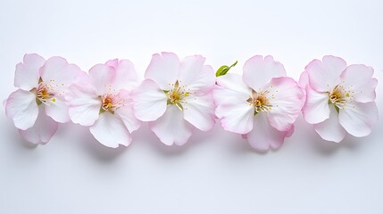 Five Delicate Pink Almond Blossoms Row Spring Flowers