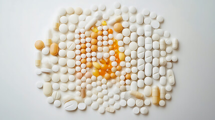 Circular Arrangement of Pills and Capsules Forming a Concentric Pattern
