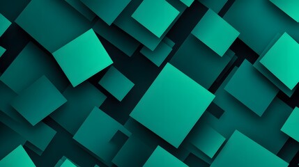 Abstract Teal Green Square Geometric Pattern Background