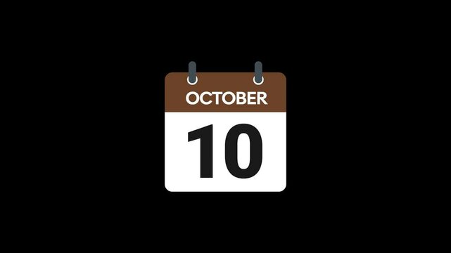 Date 10 October animation without background or transparent