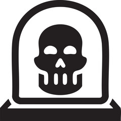 Fototapeta premium black skull is enclosed within a rounded shield shape.