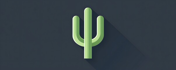 Minimalistic green cactus icon with simple lines, designed in flat style