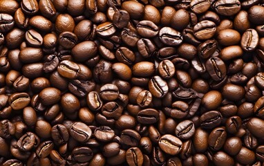 Fototapeta premium Roasted Coffee Beans Background Texture Closeup