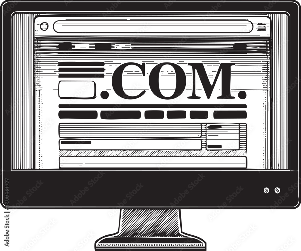 Poster monochrome computer monitor displays a address on a dark surface.
