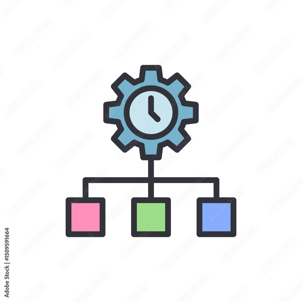 Poster abstract illustration representing timed workflow and productivity management
