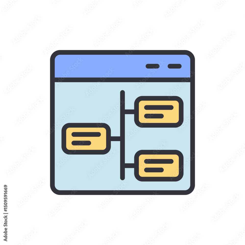 Poster hierarchical structure displayed on a computer screen for organization
