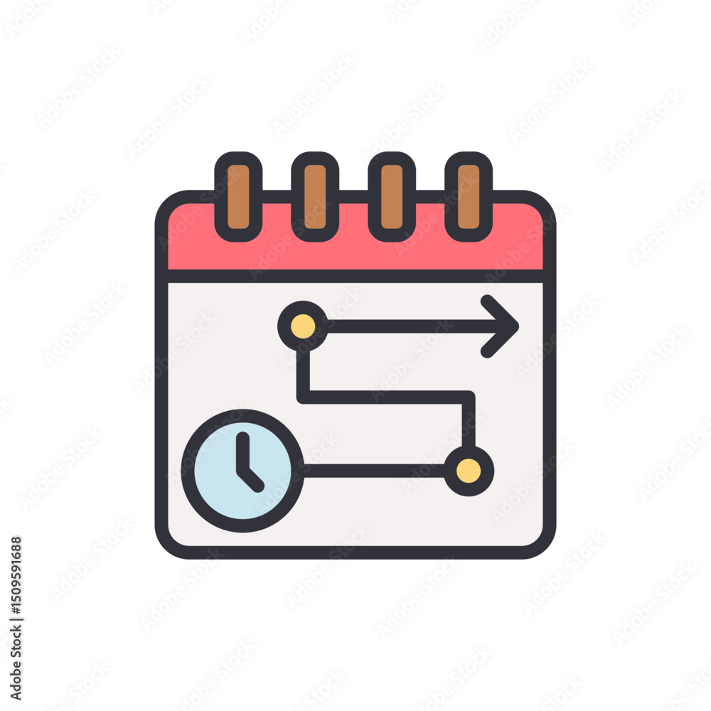 Poster graphical representation of a planning calendar with transparent view