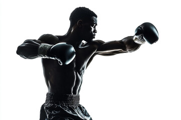 A boxer throwing a powerful punch silhouette