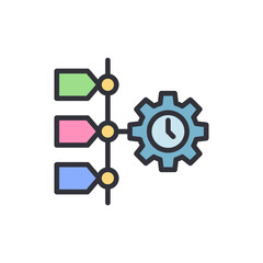 Colorful Icon Illustrating Timeline Process With Gear Mechanism