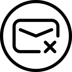 Obraz premium Envelope with an x inside a circle represents email deletion on a white screen, symbolizing removal and digital management.
