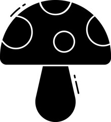 Mushroom stands alone in a simple black and white depiction, showcasing its unique shape and form in a minimalist style.