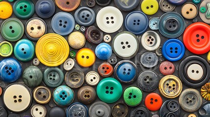 Fototapeta premium Colorful Vintage Sewing Buttons Background Texture
