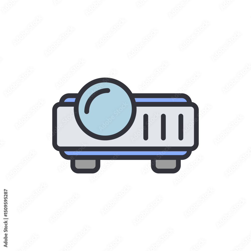Poster modern flat design projector illustration displaying visual projection device