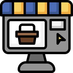 Online store displaying basket on computer screen offering convenient shopping experience for customers from the comfort of their homes.